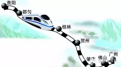 桂林到贵阳、桂林到广州高铁线路图